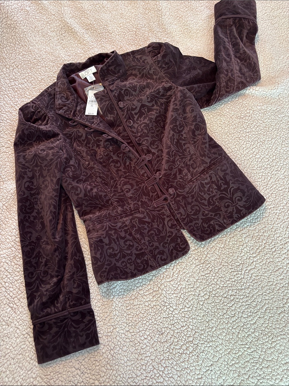 NWT Ann Taylor LOFT deep purple velvet embossed blazer * sz 6